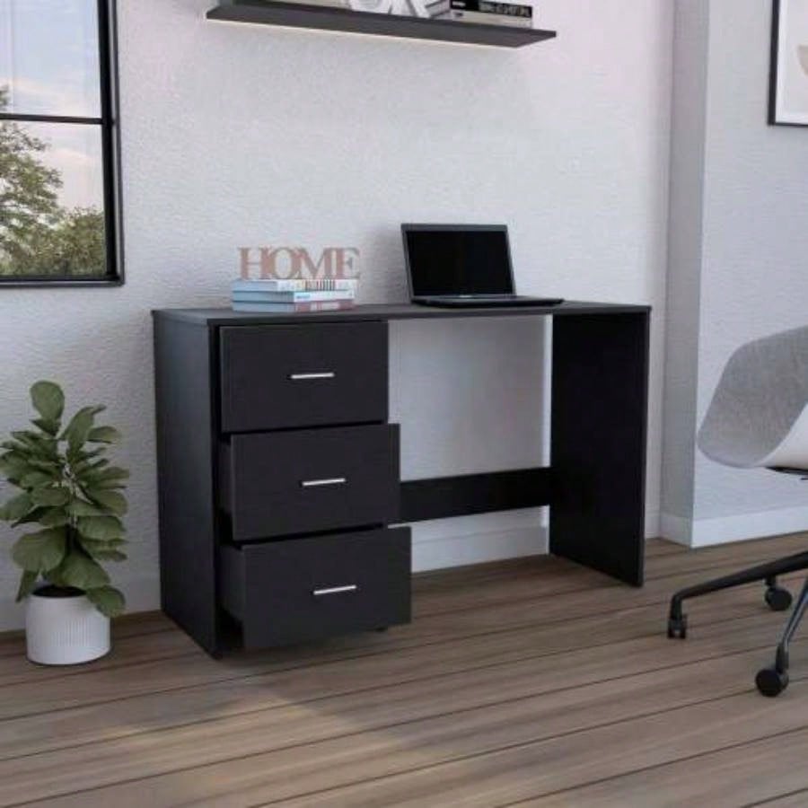 Writing Desk, 3 Drawers, Black