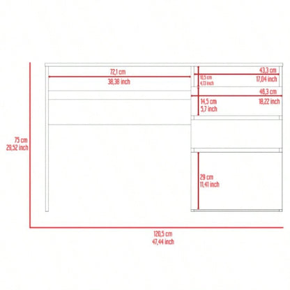 Computer Desk, 3 Drawers, One Shelf, Light Gray
