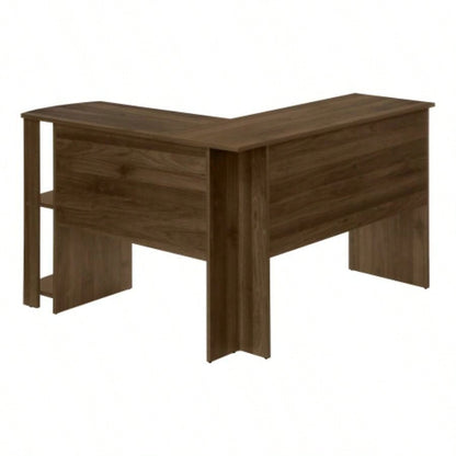 Computer Desk, Home Office, Corner, Storage Shelves, 48l, L Shape, Work, Laptop, Brown Laminate, Contemporary, Modern