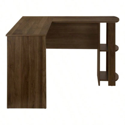 Computer Desk, Home Office, Corner, Storage Shelves, 48l, L Shape, Work, Laptop, Brown Laminate, Contemporary, Modern
