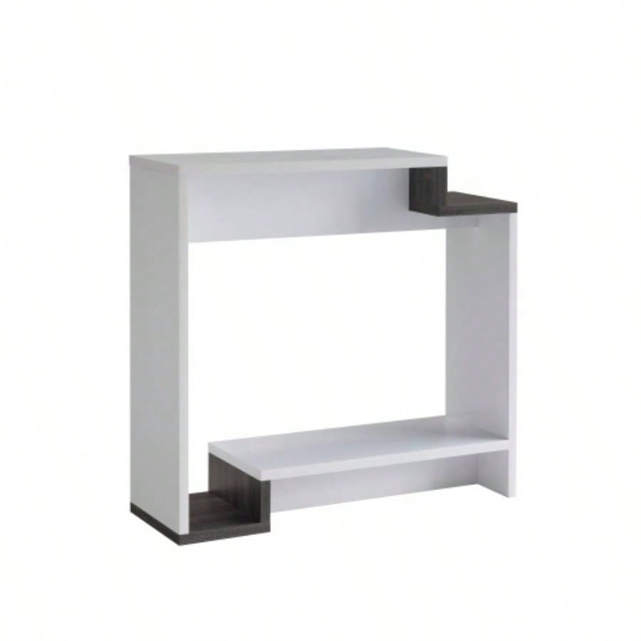 Contemporary Console Table with Two Open Shelves - White