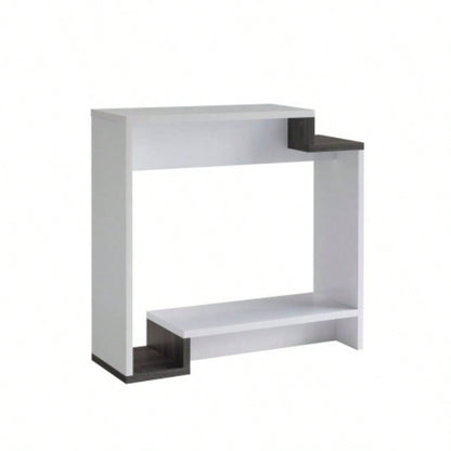 Contemporary Console Table with Two Open Shelves - White