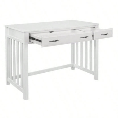 Modern Traditional 1pc Desk with 2x Drawers White Keyboard Drawer Wooden Furniture