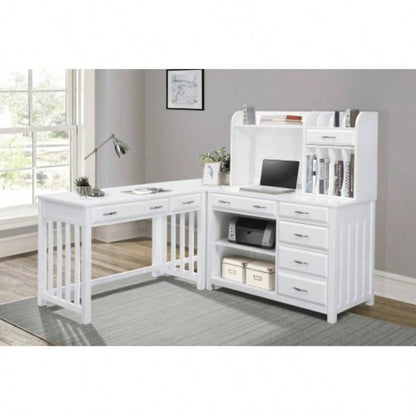 Modern Traditional 1pc Desk with 2x Drawers White Keyboard Drawer Wooden Furniture