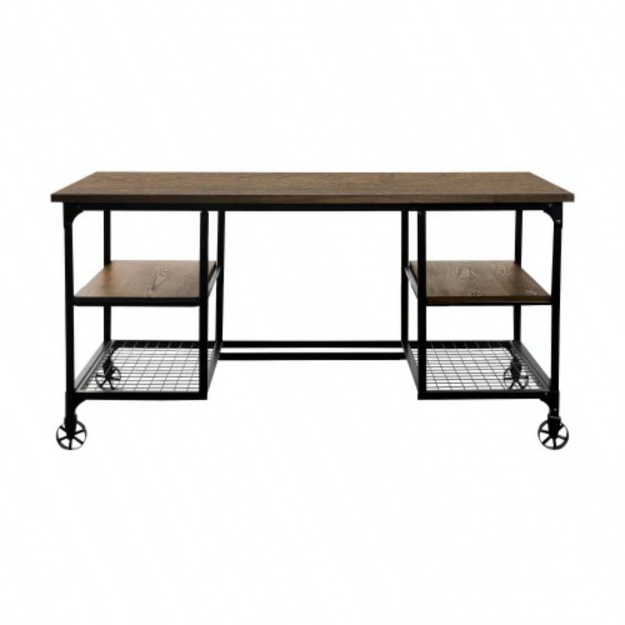 Modern Traditional 1pc Desk with 2x Drawers White Keyboard Drawer Wooden Furniture