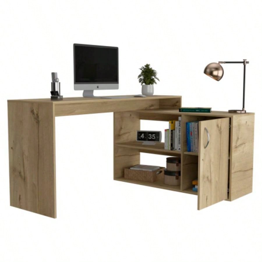 L - Shaped Desk Desti, Office, Light Oak