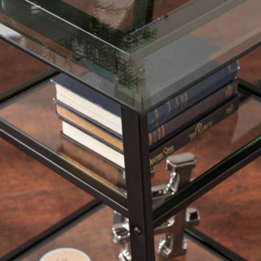 Metal/Glass Sawhorse/A - Frame Writing Desk - Black