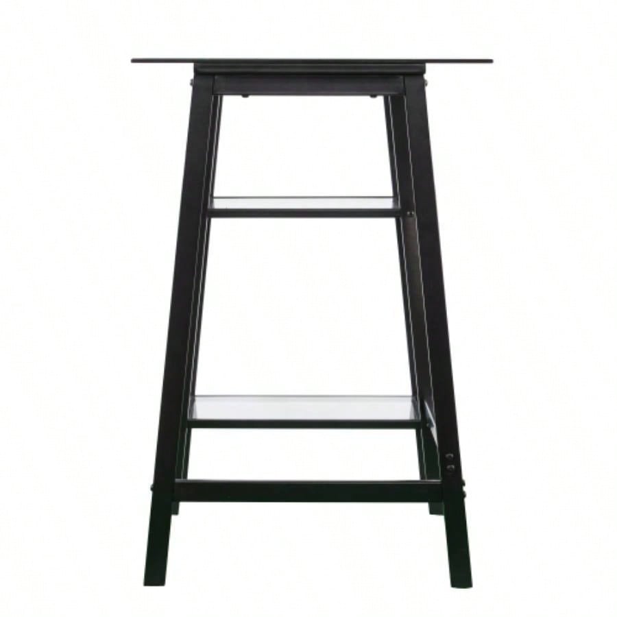 Metal/Glass Sawhorse/A - Frame Writing Desk - Black