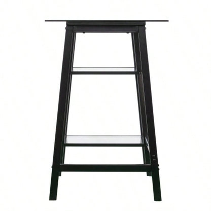 Metal/Glass Sawhorse/A - Frame Writing Desk - Black
