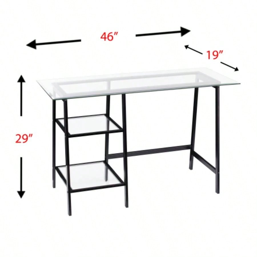 Metal/Glass Sawhorse/A - Frame Writing Desk - Black