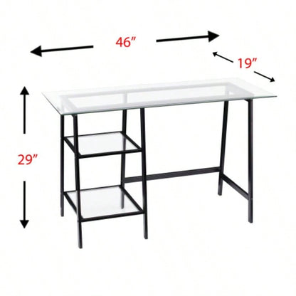 Metal/Glass Sawhorse/A - Frame Writing Desk - Black