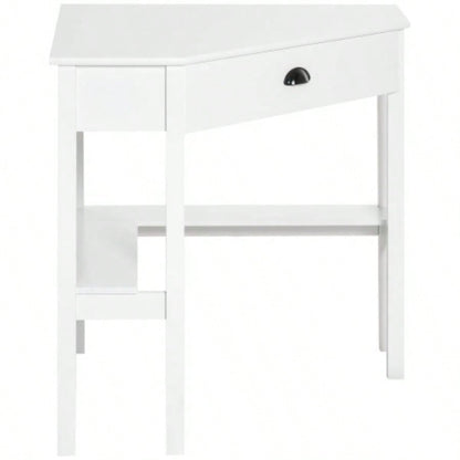 HOMCOM Corner Desk, Computer Desk with Drawer and Storage Shelves Small Spaces, Home Office Workstation Living Room, or Bedroom, White