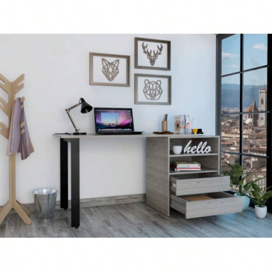 Light Gray 2 - Drawer 2 - Shelf Writing Desk