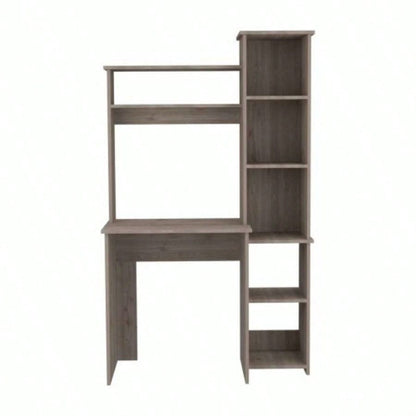 Light 6 - Shelf Writing Desk with Built - in Bookcase