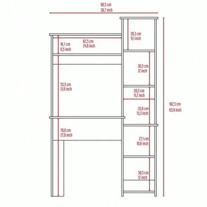Light 6 - Shelf Writing Desk with Built - in Bookcase