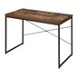 Weathered Oak and Black Writing Desk with Metal Sled Base