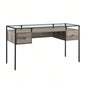 Contemporary Metal Frame Glass - Top Desk - Wash