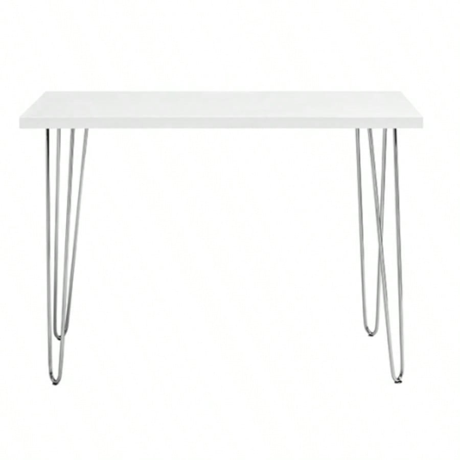 Mid - Modern Hairpin - Leg Computer Desk - White