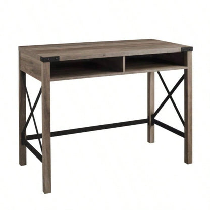 Modern Farmhouse Metal - X Desk with Open Cubbies - Wash