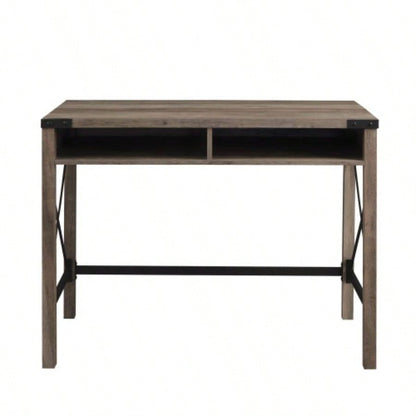 Modern Farmhouse Metal - X Desk with Open Cubbies - Wash