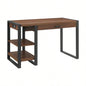 Modern Metal and Wood Computer Desk with USB Port - Dark Walnut