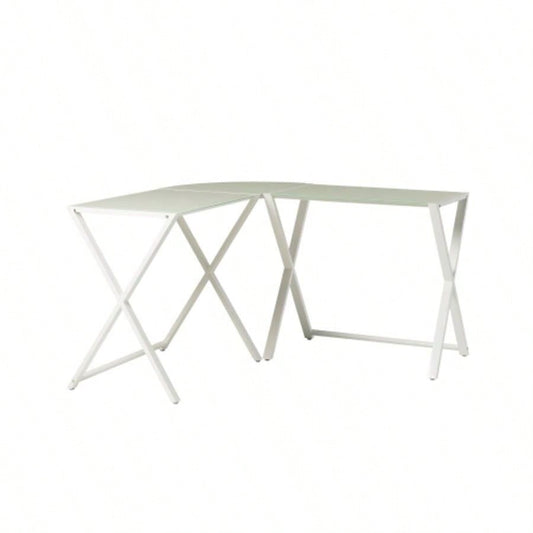 Modern X - Leg L - Shaped Computer Desk - White