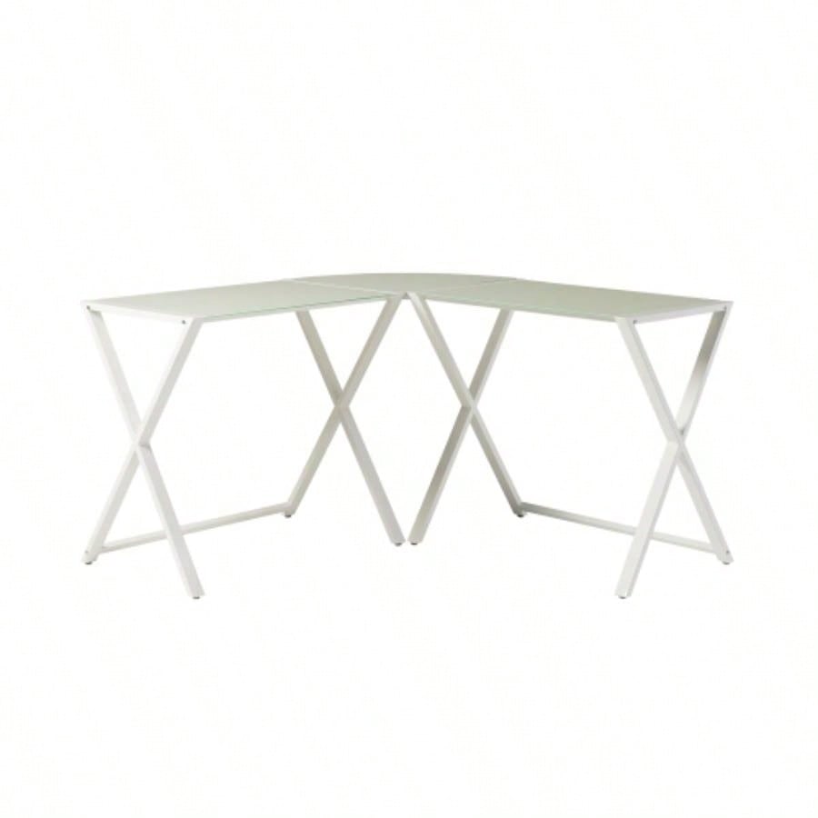 Modern X - Leg L - Shaped Computer Desk - White