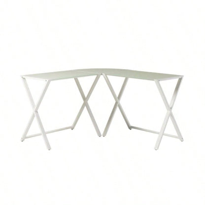 Modern X - Leg L - Shaped Computer Desk - White