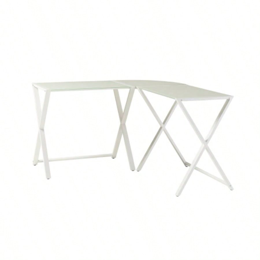 Modern X - Leg L - Shaped Computer Desk - White