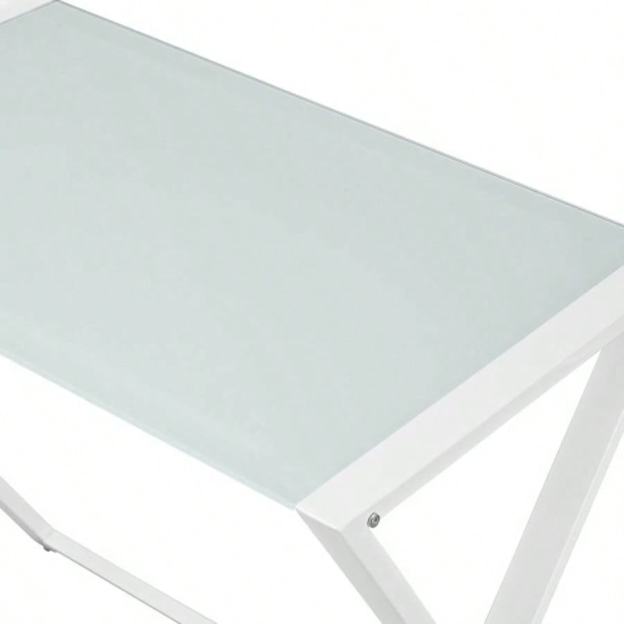Modern X - Leg L - Shaped Computer Desk - White