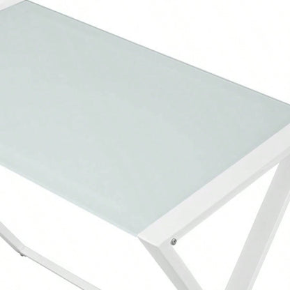 Modern X - Leg L - Shaped Computer Desk - White