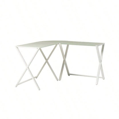 Modern X - Leg L - Shaped Computer Desk - White