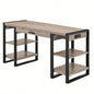 Modern Metal and Wood Computer Desk with USB Ports - Driftwood