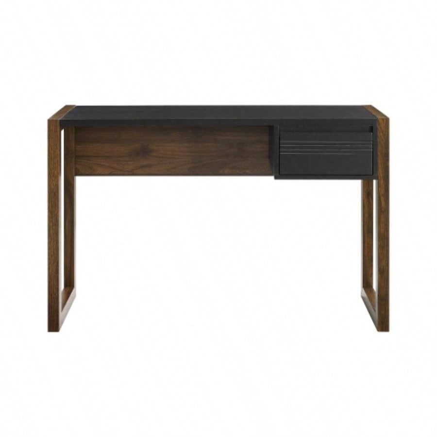 Modern Fluted - Drawer Writing Desk - Dark Walnut/ Solid Black