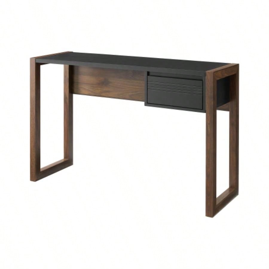 Modern Fluted - Drawer Writing Desk - Dark Walnut/ Solid Black