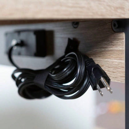 Modern Metal and Wood Computer Desk with USB Ports - Driftwood