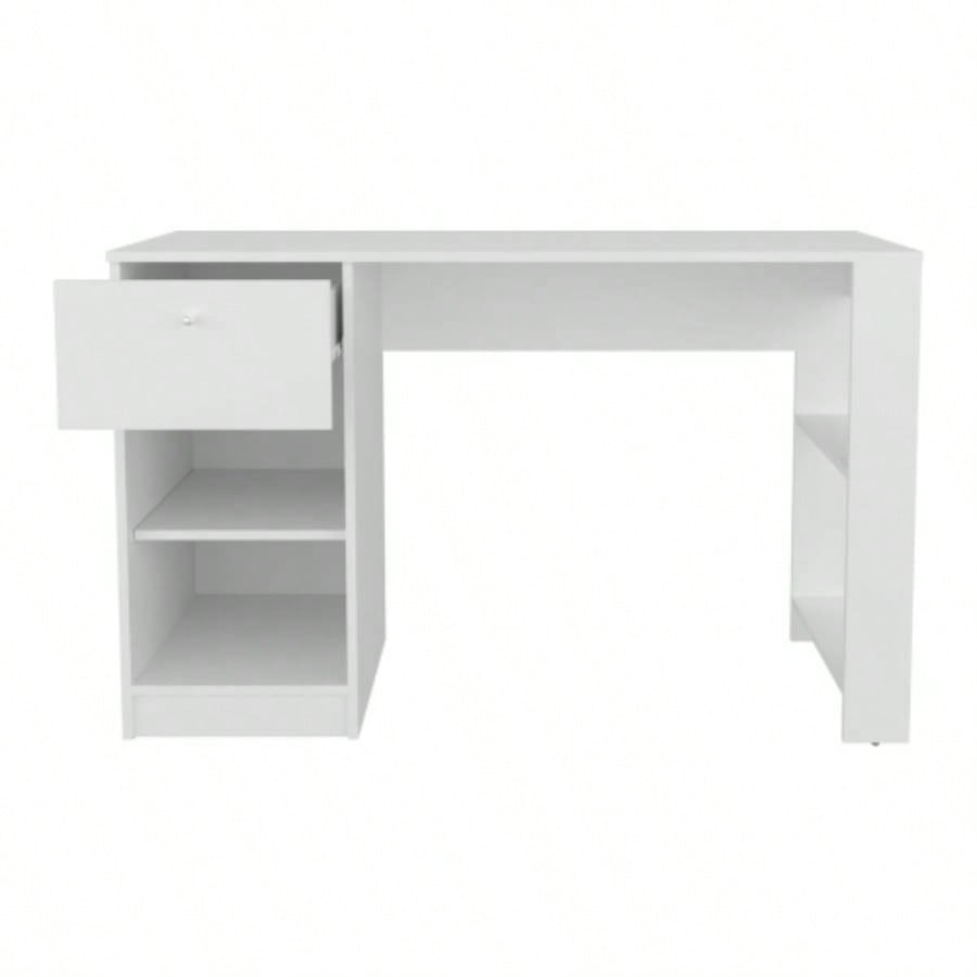 Computer Desk, 1 Drawer, 2 Shelves, White