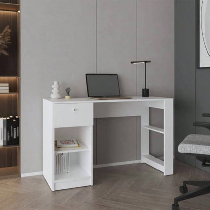 Computer Desk, 1 Drawer, 2 Shelves, White