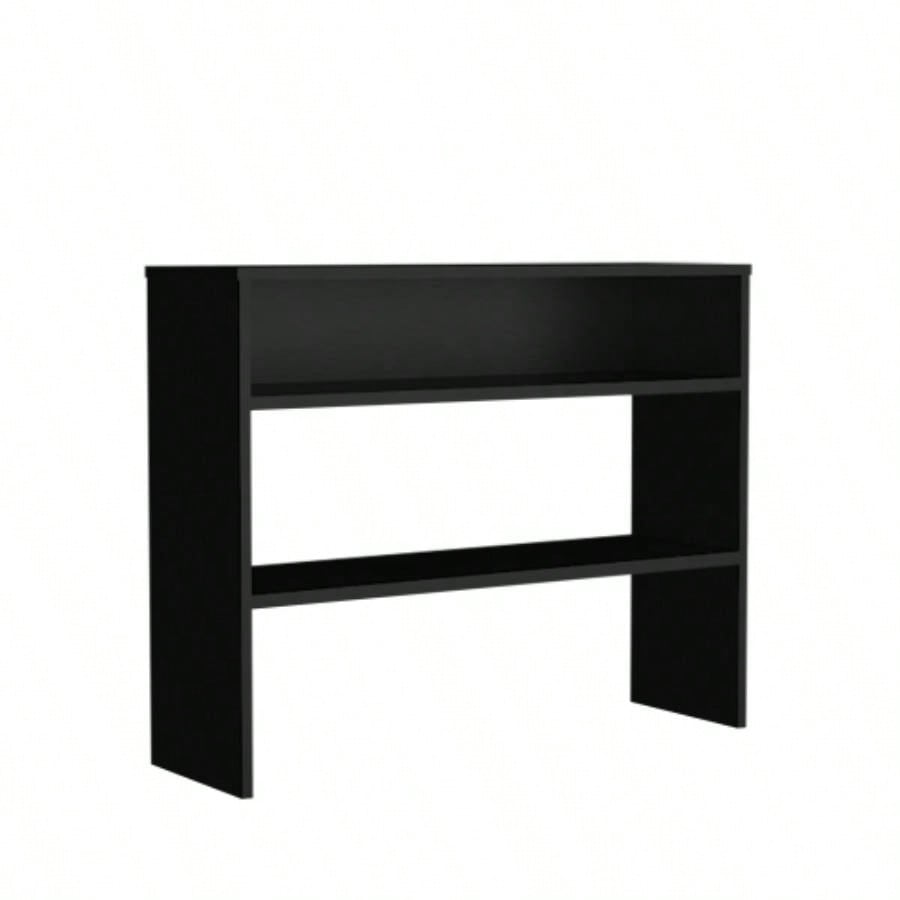 Library Desk 31.5 H, with 2 Shelves and 2, Black