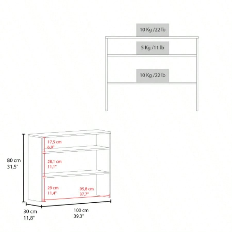 Library Desk 31.5 H, with 2 Shelves and 2, Black