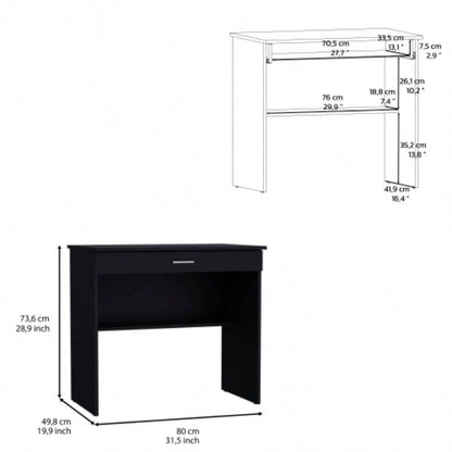Montana Storage Desk, Spacious Stylish with Drawer and Shelf, Black