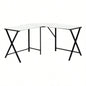 Computer Desk, Home Office, Corner, 55l, L Shape, Work, Laptop, White Laminate, Black Metal, Contemporary, Modern