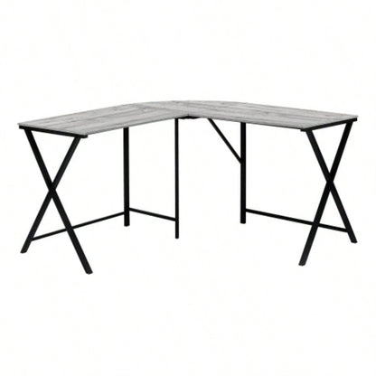 Computer Desk, Home Office, Corner, 55l, L Shape, Work, Laptop, Laminate, Black Metal, Contemporary, Modern