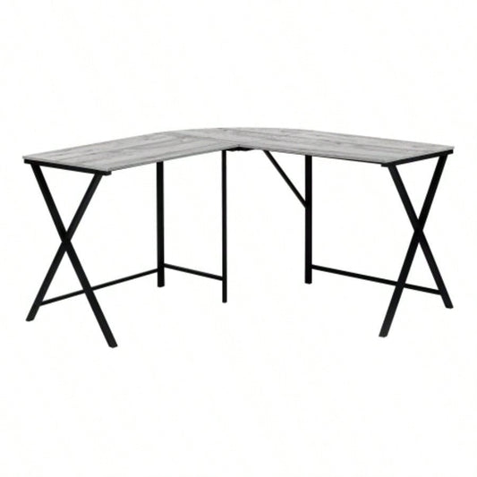 Computer Desk, Home Office, Corner, 55l, L Shape, Work, Laptop, Laminate, Black Metal, Contemporary, Modern