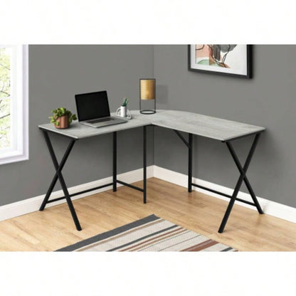 Computer Desk, Home Office, Corner, 55l, L Shape, Work, Laptop, Laminate, Black Metal, Contemporary, Modern