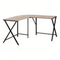 Computer Desk, Home Office, Corner, 55l, L Shape, Work, Laptop, Brown Laminate, Black Metal, Contemporary, Modern