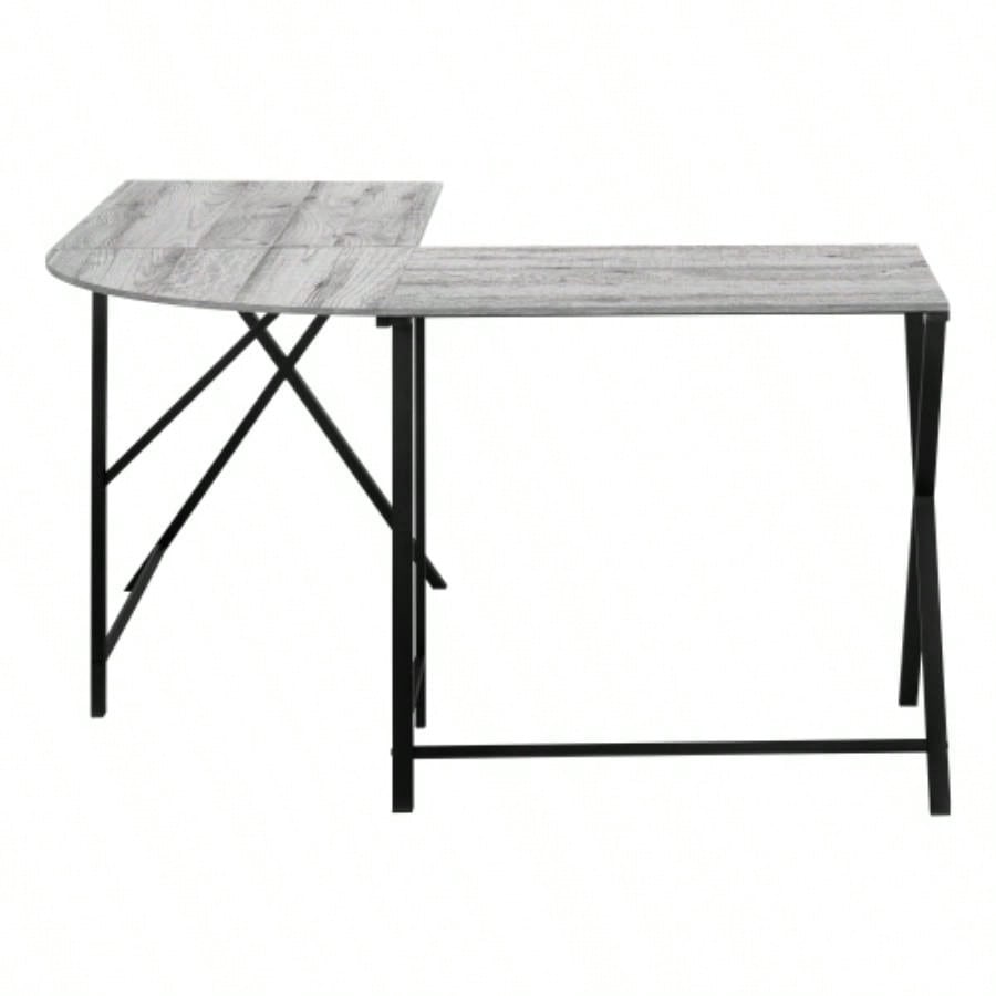 Computer Desk, Home Office, Corner, 55l, L Shape, Work, Laptop, Laminate, Black Metal, Contemporary, Modern