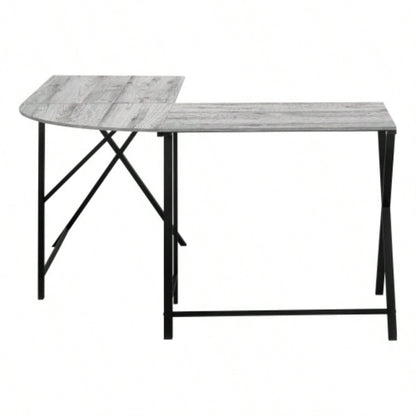 Computer Desk, Home Office, Corner, 55l, L Shape, Work, Laptop, Laminate, Black Metal, Contemporary, Modern