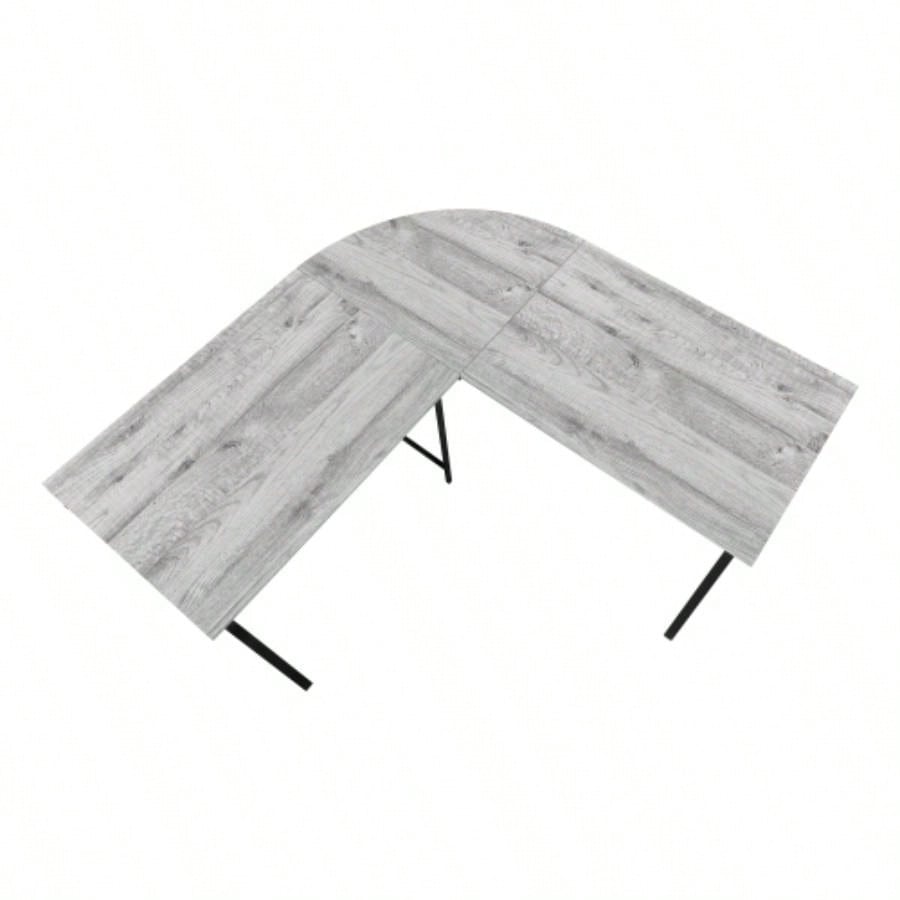 Computer Desk, Home Office, Corner, 55l, L Shape, Work, Laptop, Laminate, Black Metal, Contemporary, Modern