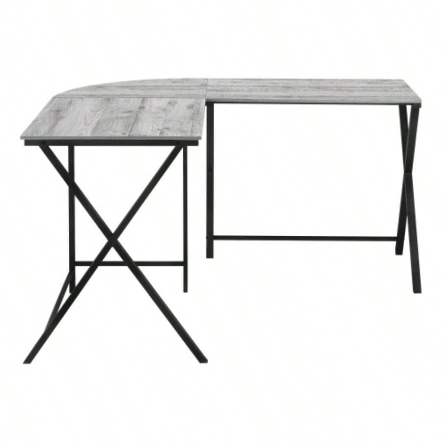 Computer Desk, Home Office, Corner, 55l, L Shape, Work, Laptop, Laminate, Black Metal, Contemporary, Modern